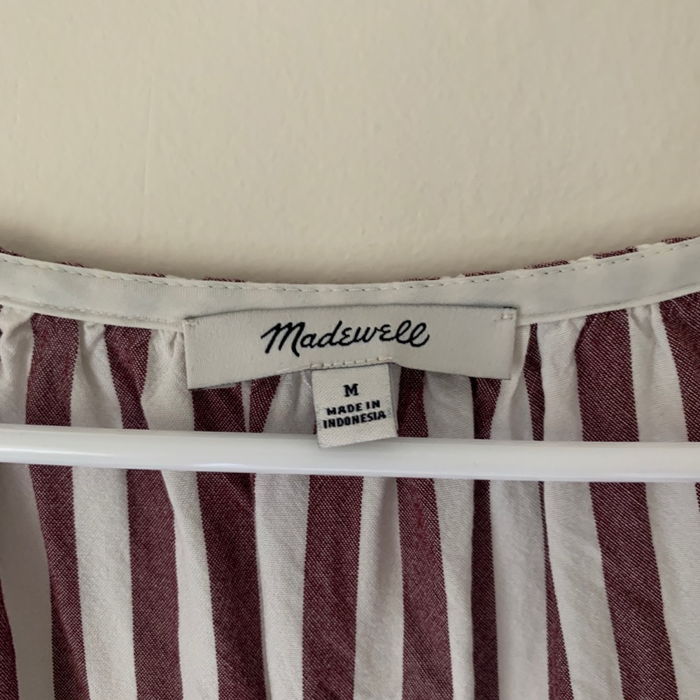 Madewell Stanza Ruffle Hem purple striped peplum top - Picture 3 of 5